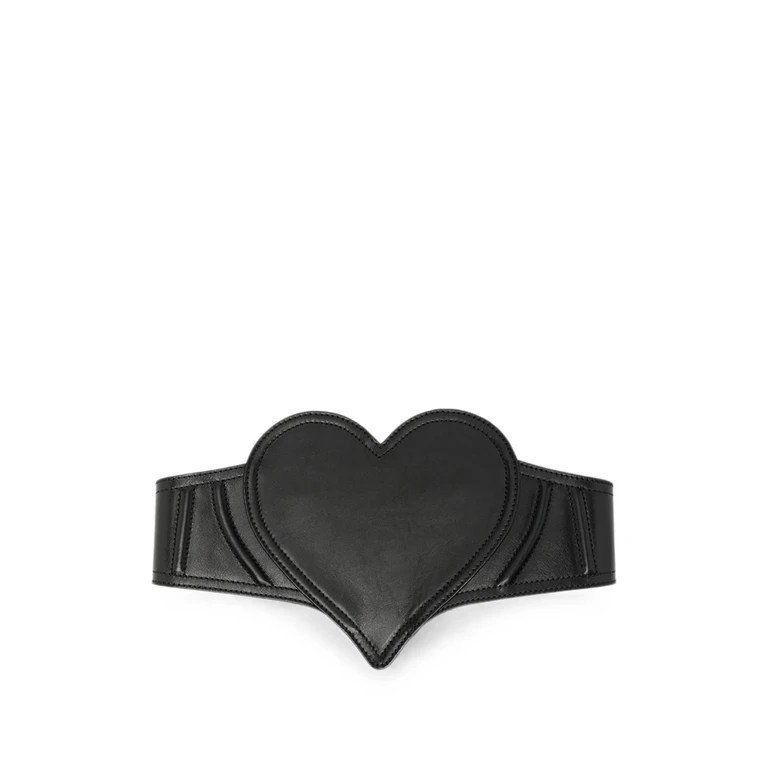 Heart-motif Leather Belt