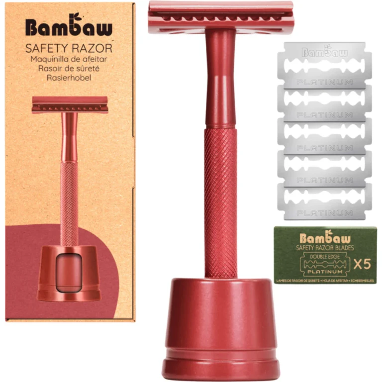 Safety Razor with Red Stand