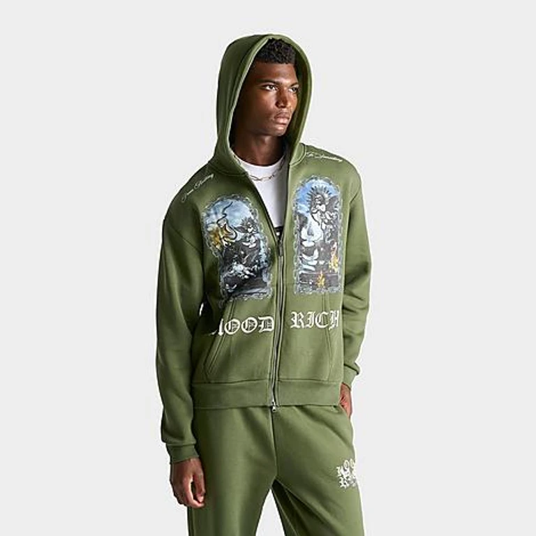Hoodrich Men's Arco Full-Zip Hoodie in Green Size: Small