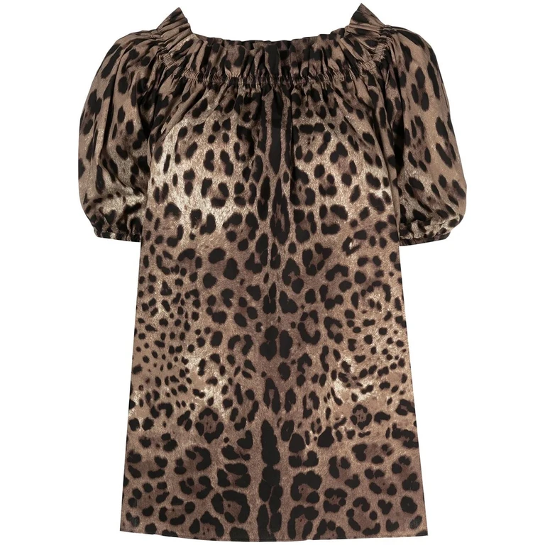 Top in popeline stampa leopardo Dolce & Gabbana