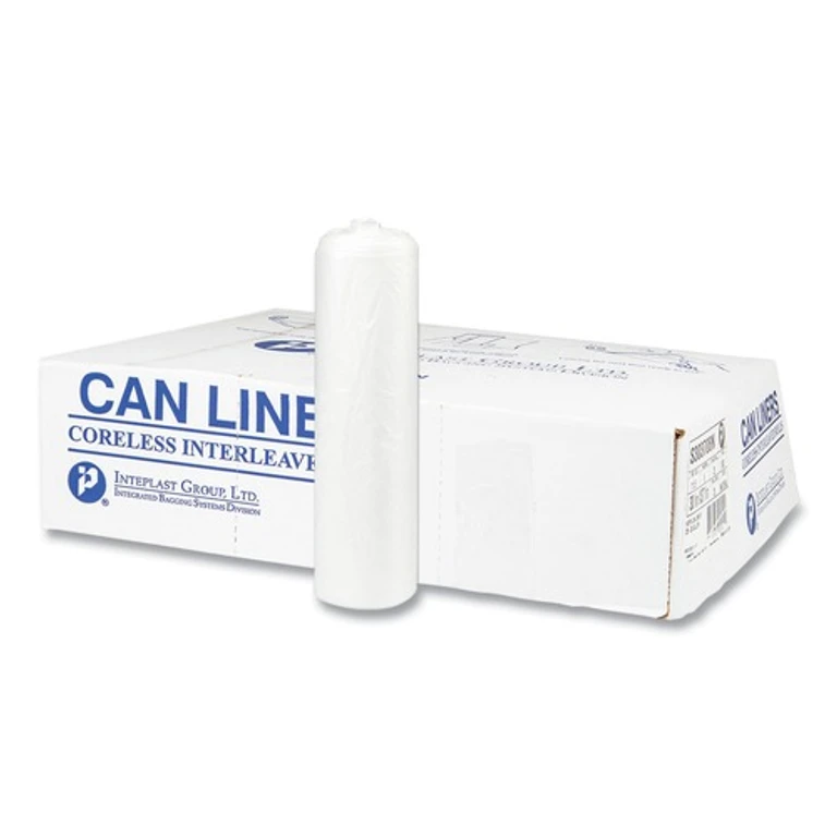 S303708N High Density 30 gal. 8 Microns 30 in. x 37 in. Interleaved Commercial Can Liners - Clear (500/Carton)