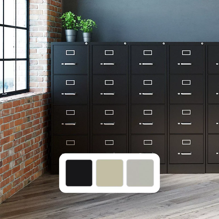 22' Deep 2 Drawer Letter Width Vertical File Cabinet, Black, 4-Drawer:- 4-Drawer, Black