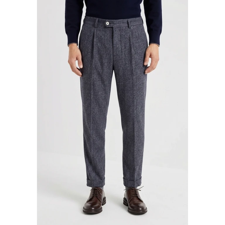 Navy Wool Tailored Trousers