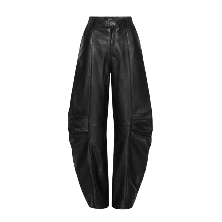 Leather Cargo Trousers Black
