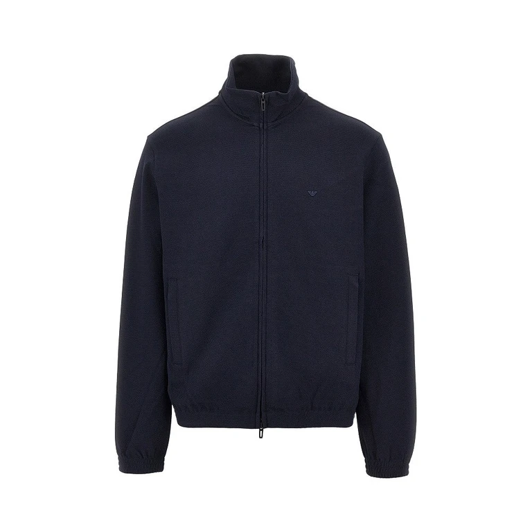 Sweat-shirt à zip intégral en jersey piqué Emporio Armani