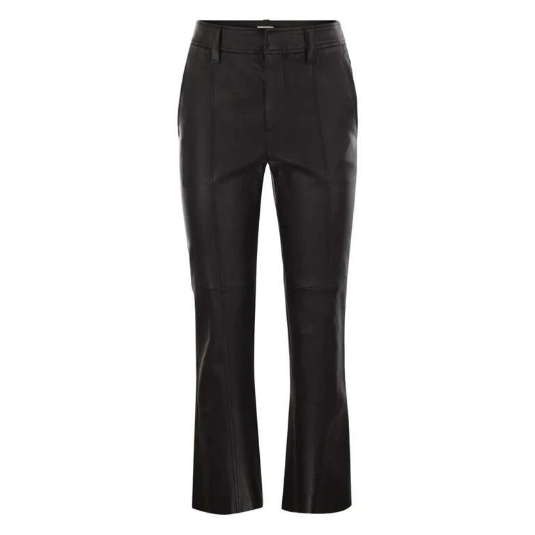 Woblack Leather Straight Trousers