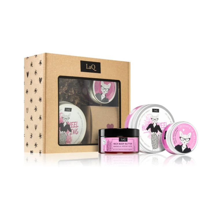 Kitten Magnolia Gift Set for a Perfect Look Intense Moisturizing Body Butter 200ml + Sugar Body Scrub 200ml + Gentle Cleansing Mousse 100ml