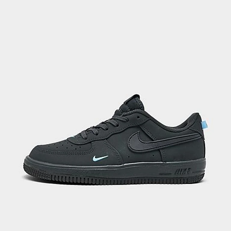 Nike Little Kids Force 1 Low Casual Shoes in Anthracite/Football Blue Size: 1.0