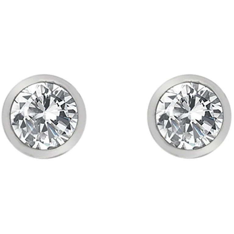 Silver Earrings with Topaz and Genuine Diamond Willow De584