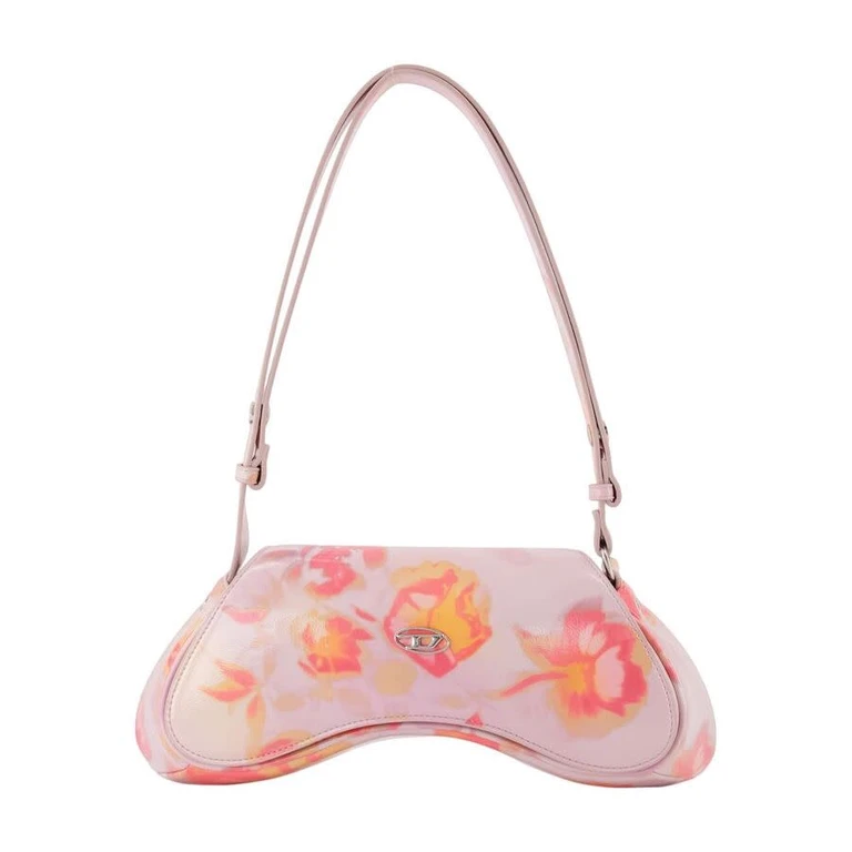 Floral-Print Faux Leather Shoulder Bag â Pink
