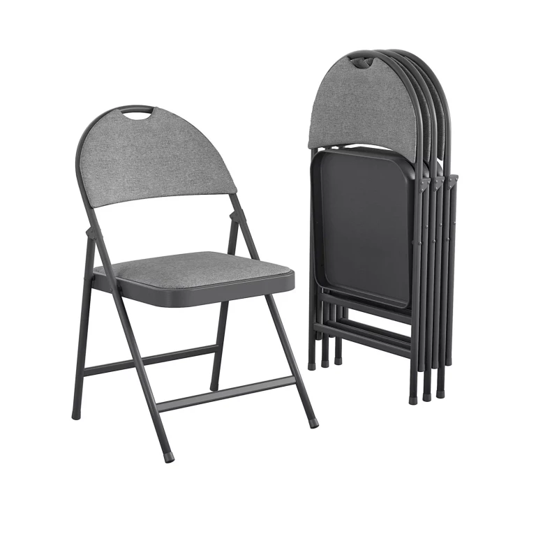 SmartFold Fabric Folding Chair, Gray (4-Pack):- 4 Pack