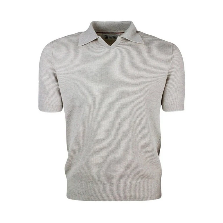 Oat Ribbed Knit Polo Sweater