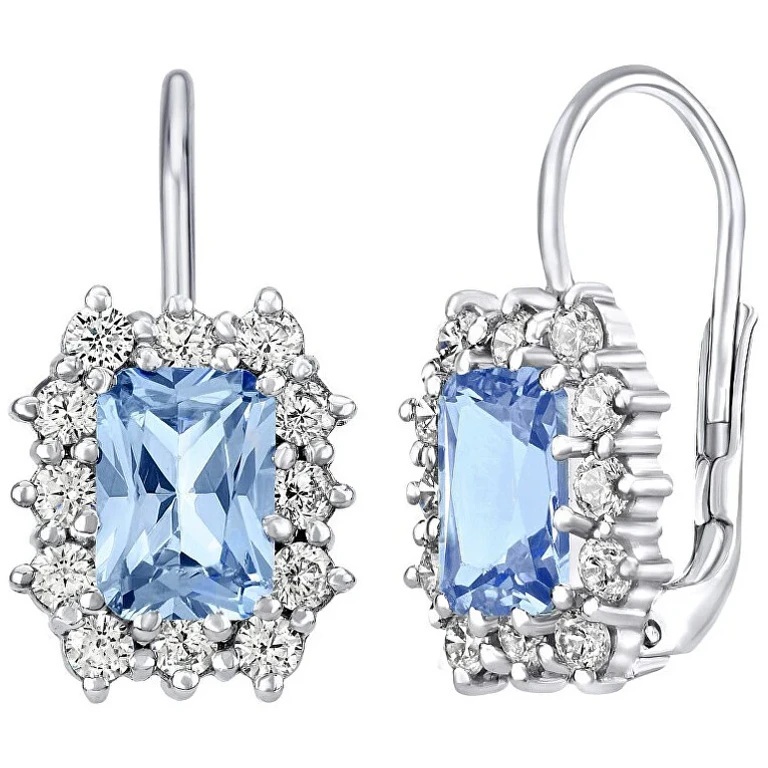 Silver Earrings with Synthetic Topaz Silvegob31757Bt
