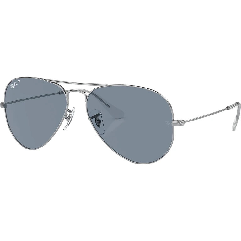 Aviator Mirror Polarized Sunglasses - Polished Silver - Grey Lens - Unisex
