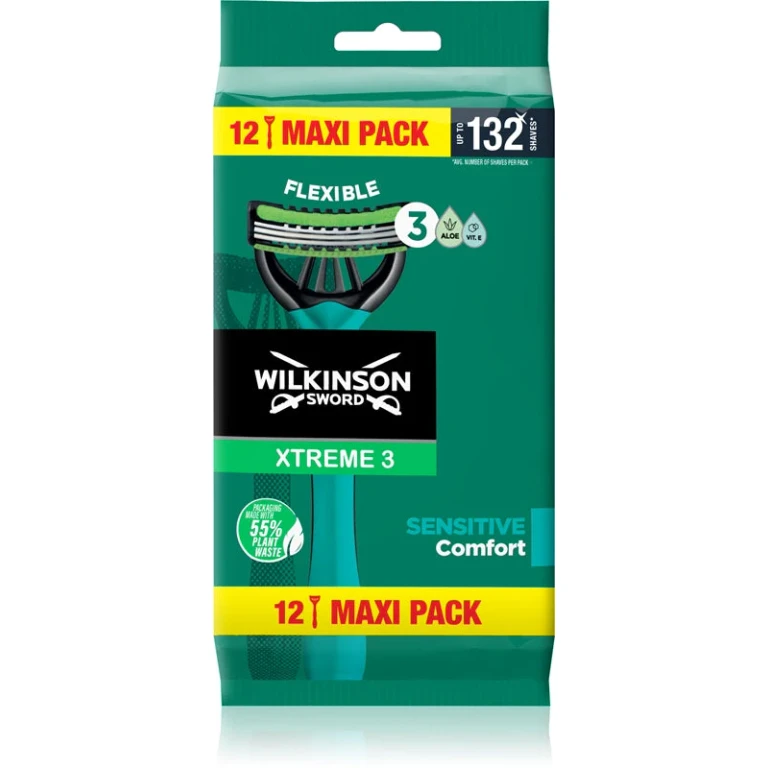 Xtreme 3 Sensitive Comfort Disposable Razors for Men 12 Pieces