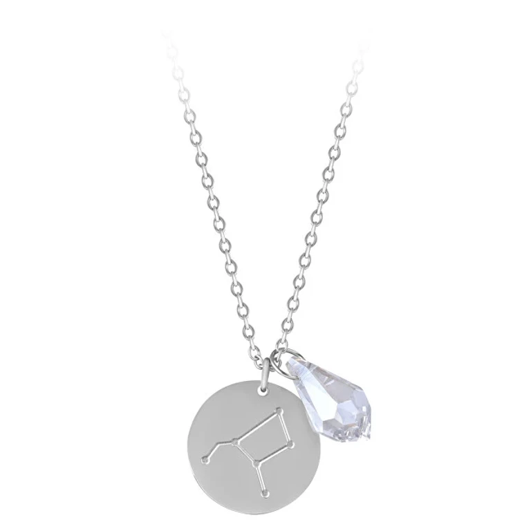 Steel Necklace with Zircon (Chain, 2 Pendants)