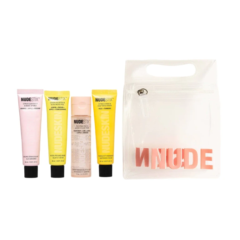 Set Citrus Renew in 4 phases Nudestix: peel-off mask-off detox 60 ml + balm 60 ml + mask 60 ml + illuminating tonic lotion with 5% glycolic acid 95 ml