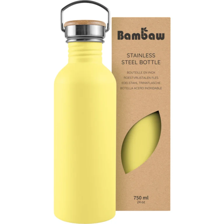 Stainless Steel Water Bottle 750ml Yellow Bundle