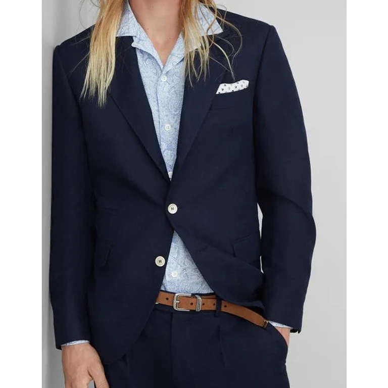 Navy Wool Blend Tailored Blazer