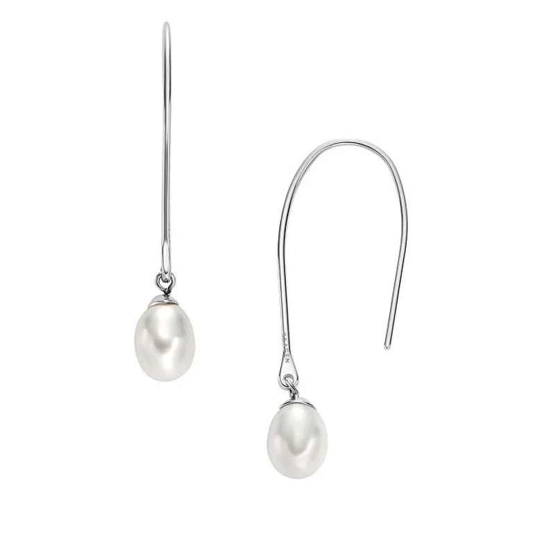 Agnethe Skj1834040 Drop Earrings in Steel with Real Pearls