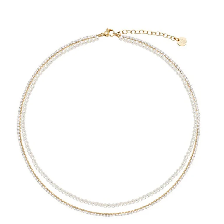 Liu Jo Necklace with Double Pearl Gold Plated for Women Lj3026