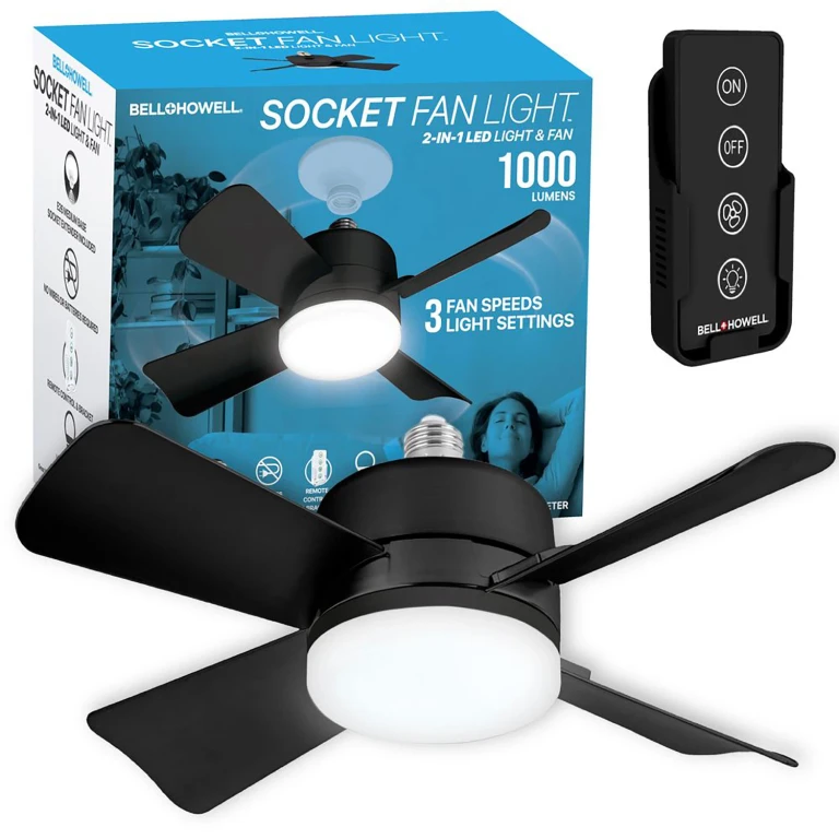 Socket Fan LED Light, 15.7', Black:- Black