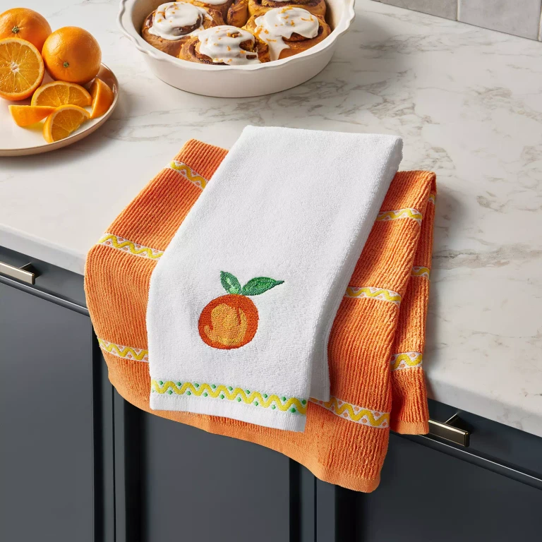 Fruit Capsules Kitchen Towel Set, 8-Pack: Orange:- Orange