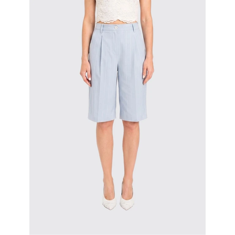 Pinstripe Knee-Length Chino Shorts in Viscose Blend (261AP217313284)