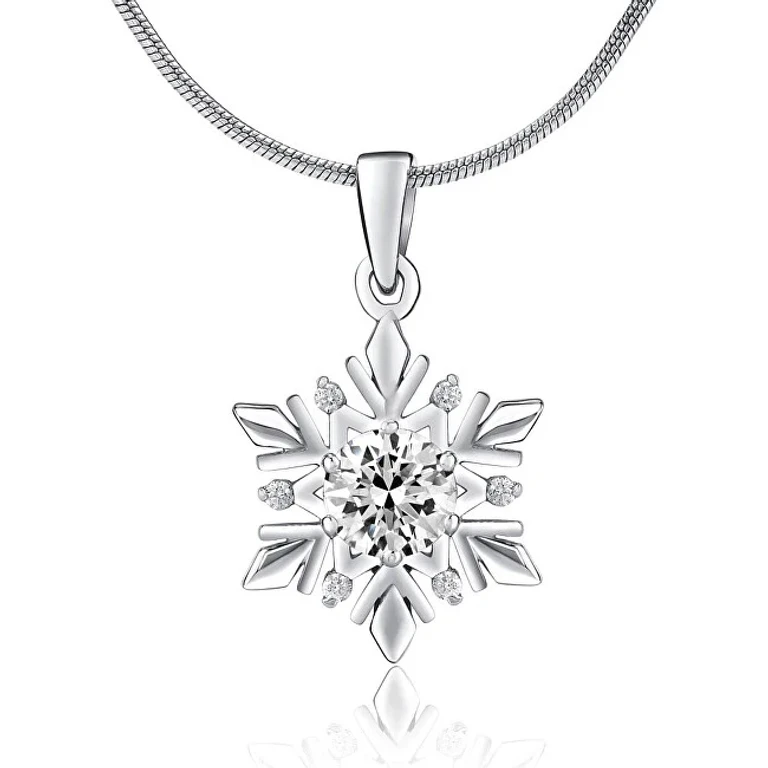 Silver Snowflake Pendant with Zirconia Swarovski Jjjp0811