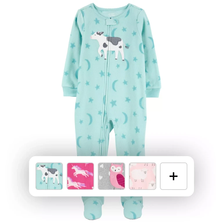 Girls Footie Pajamas Blue Moons 12M:- Blue Moons, 12M