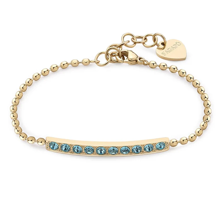 Elegante Gold-Plated Bracelet With Dazzling Blue Crystals Sdz18
