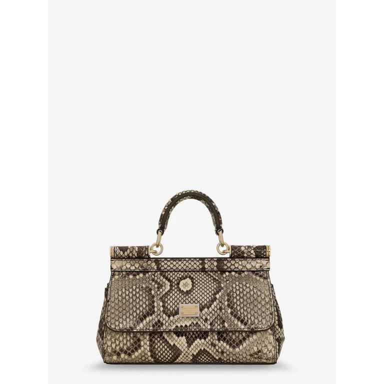 Handbag Sicily Mini Python Beige