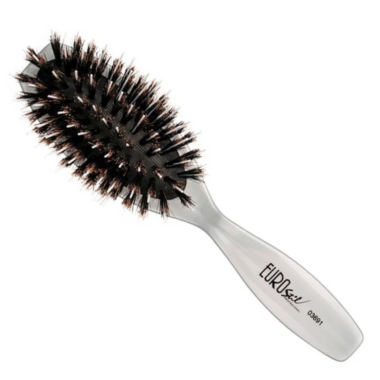Eurostil White Pua Pure Boar Brush Oval Small 1 pc