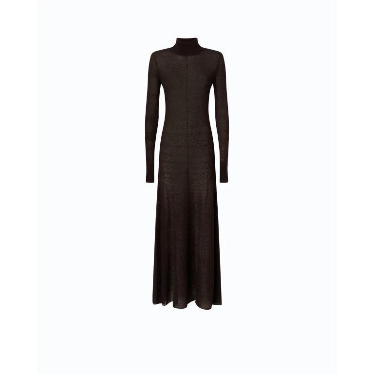 Robe longue à col roulé en laine mérinos et alpaga - XXS