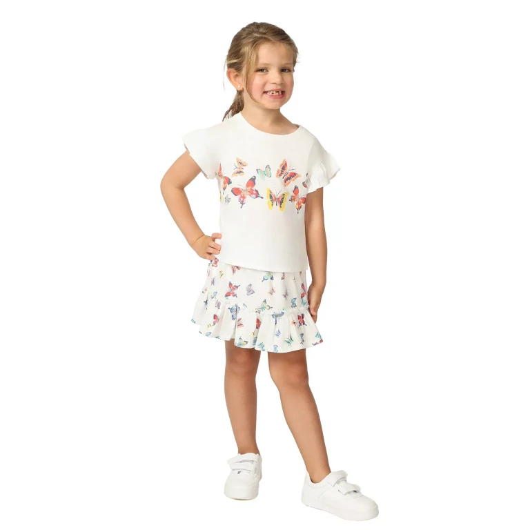 Girls 2Pc Short Set White 4T:- White, 4T