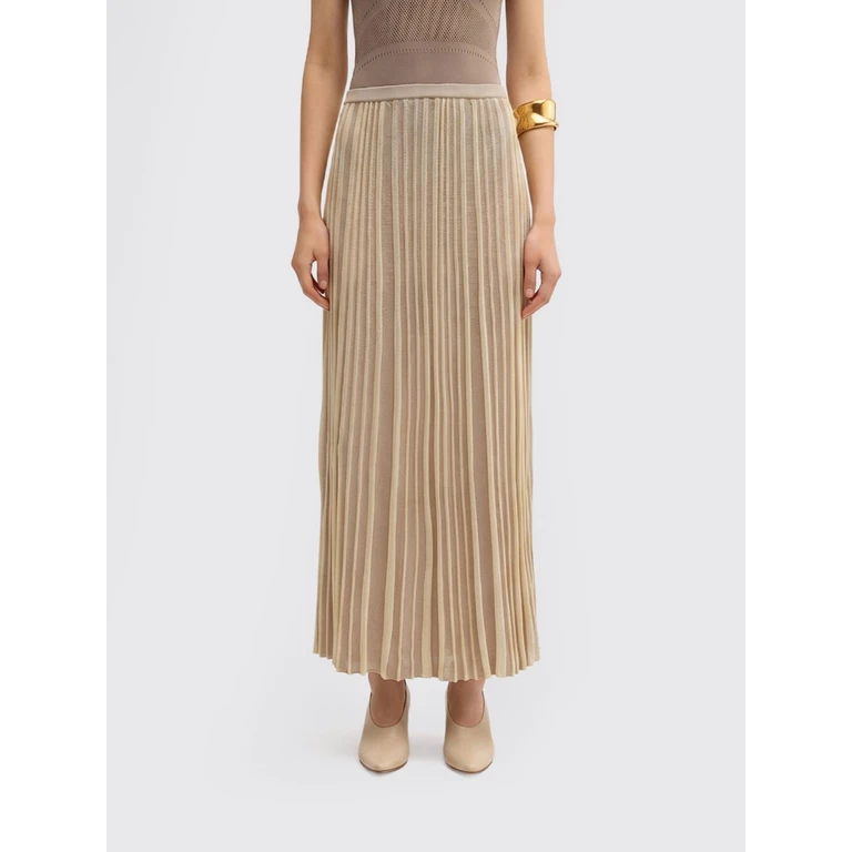 Pleated Viscose Blend Skirt (M26E1ACMN006MN13156)
