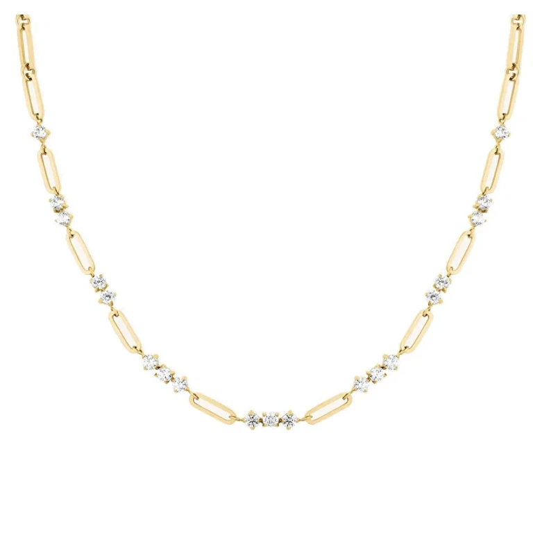 Luxurious Gold-Plated Necklace with Graduated Crystals Jngcg-J1018