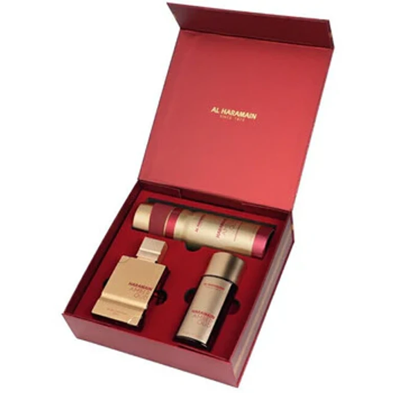 Amber Oud Ruby Edition Gift Set EDP 75 ml, EDP 30 ml, and deodorant spray 200 ml 75 ml