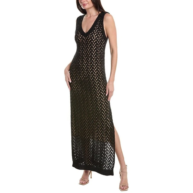 Black Crochet Sleeveless Maxi Dress
