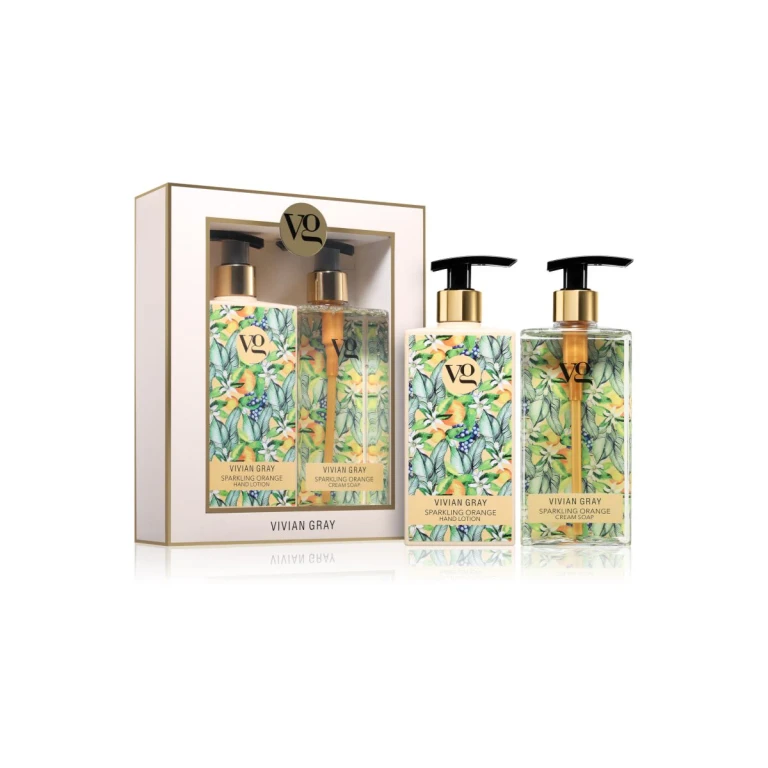 Soap and lotion set for the orange sparkling cream hands