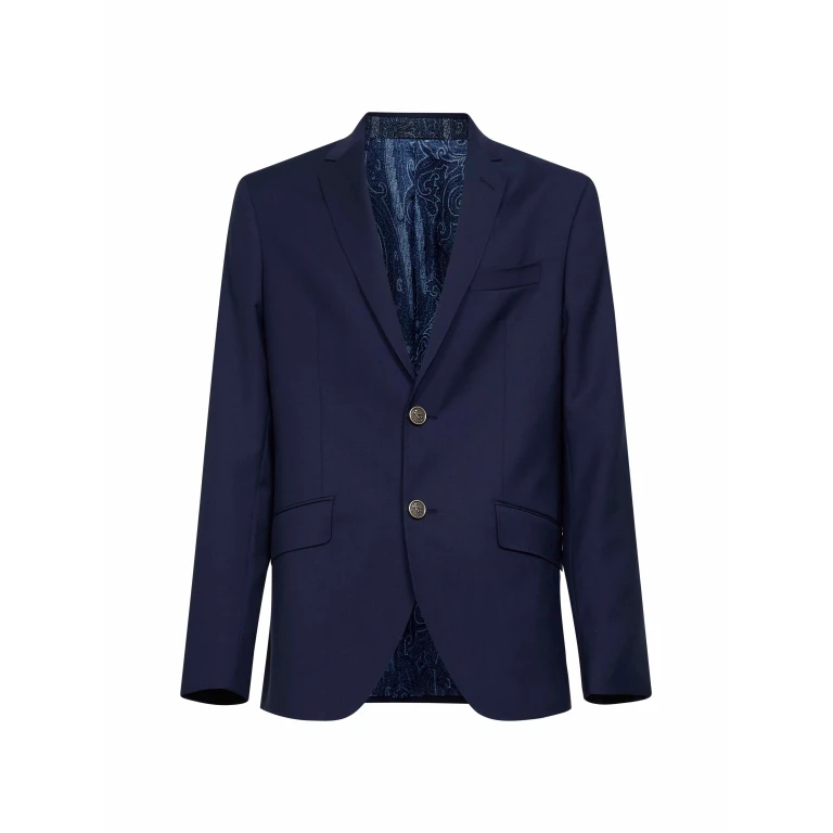 Blue Wool Single-Breasted Jacket