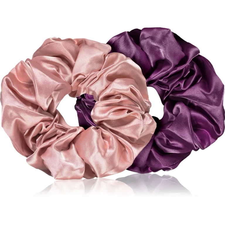 Large satin scrunchie set pink and purple hair bands