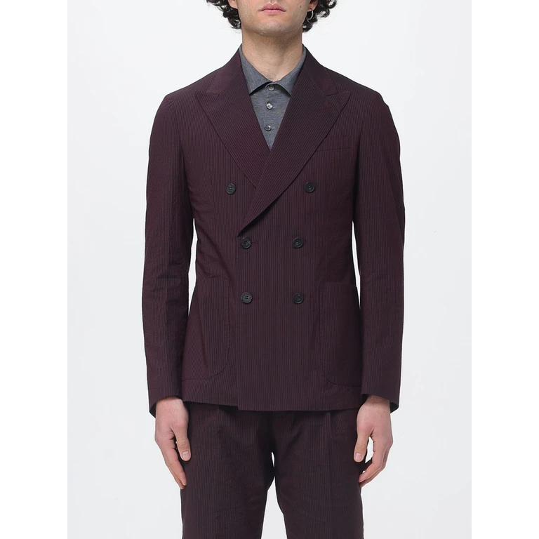 Pinstriped Cotton Double-Breasted Blazer (MGIA418BX7GR)