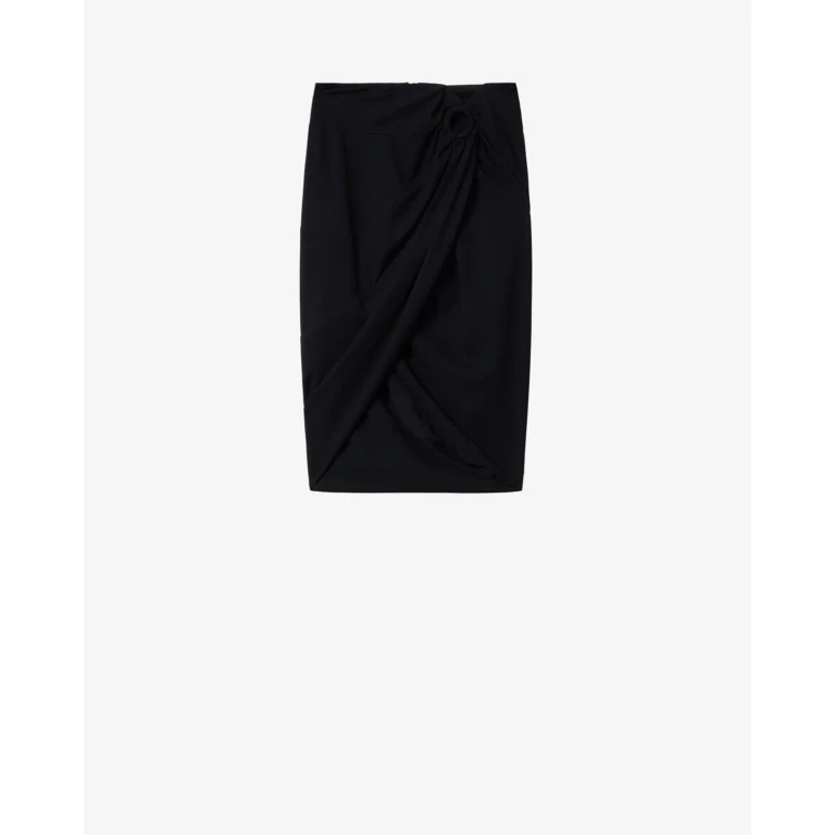ISABEL MARANT High-Waisted Draped Crêpe Pencil Mini Skirt (JU0509FAD3J03I01BK)
