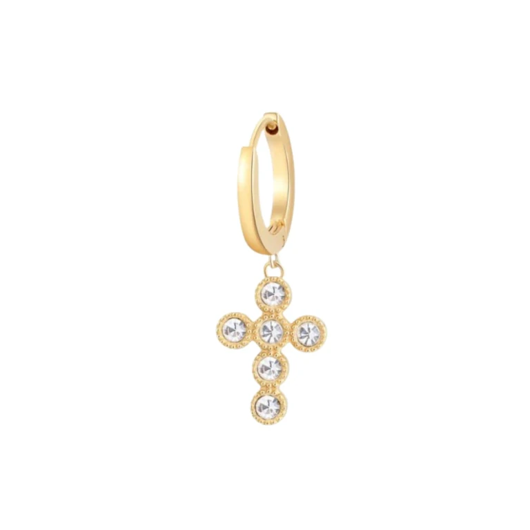 Single Golden Cross Chakra Earrings BHKE019