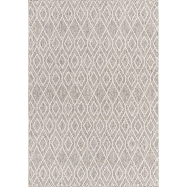 Turks and Caicos Outdoor Rug:- Gray Cream, 7' x 10'