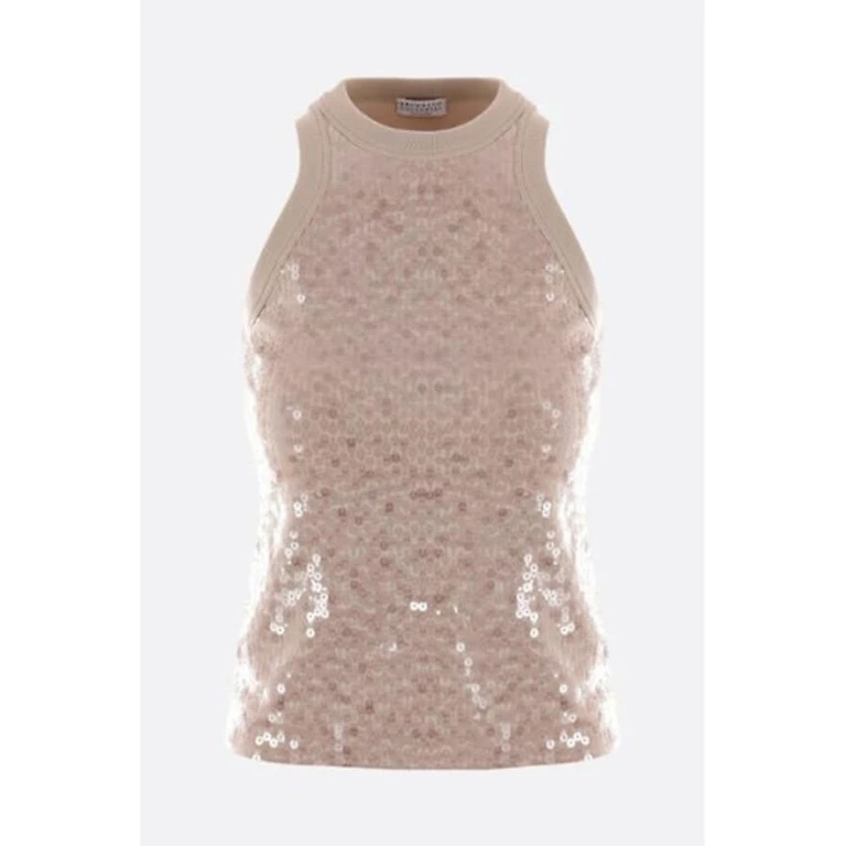 Wolight Beige Sequin Tank Shirt