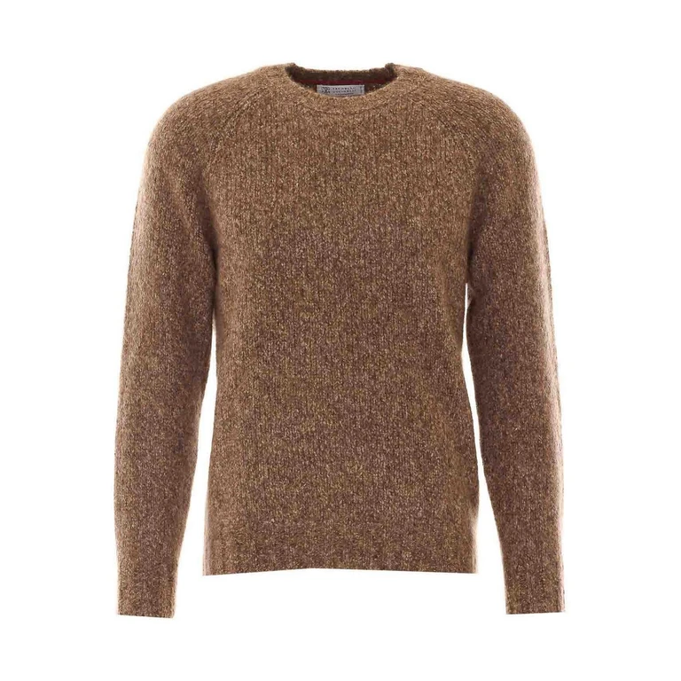 Pull col rond beige Brunello Cucinelli