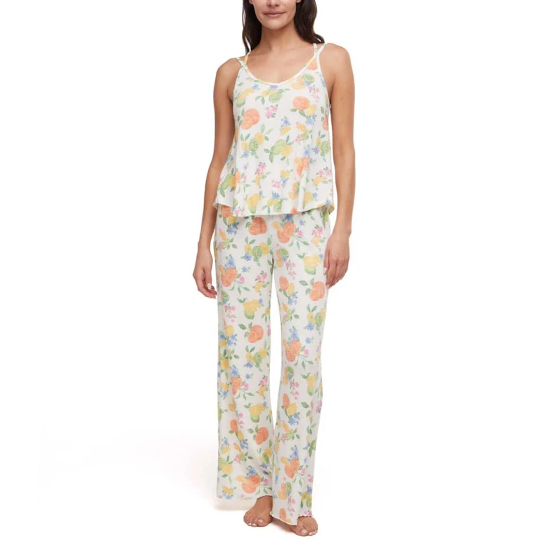 WOMEN'S TANK AND PANT SLEEP SET:- Yellow, XS