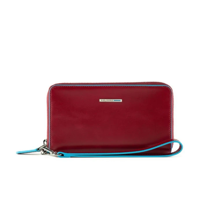 , blue square, leather wallet, red, women